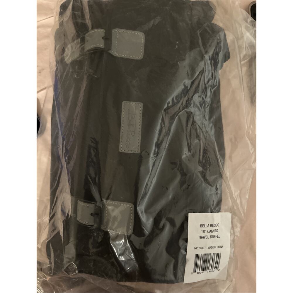 Bella Russo Canvas Travel Duffel Bag 18" Black & Gray NEW